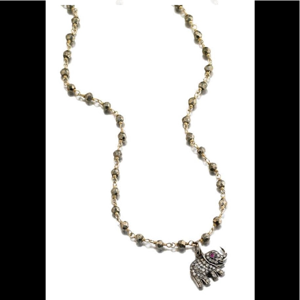 Free People for Ella Rae Phoebe Diamond Encrusted Elephant Charm Necklace